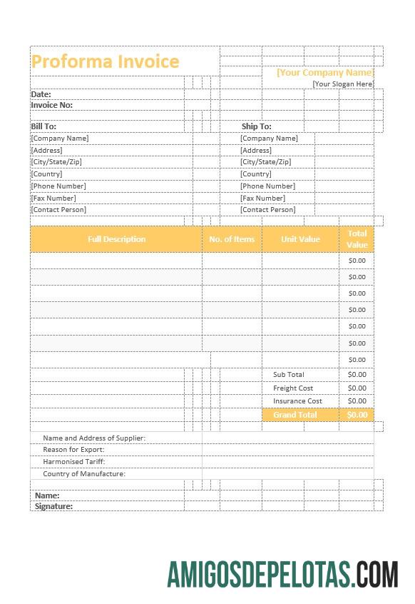 para download Modelo de fatura pró-forma